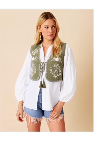 Only Only onlthyra sl emb vest wvn Vest kalamata cloud dancer emb