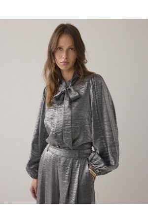 SUMMUM SUMMUM blouse metallic shine 2s3375-12326 Blouse 825 mid grey