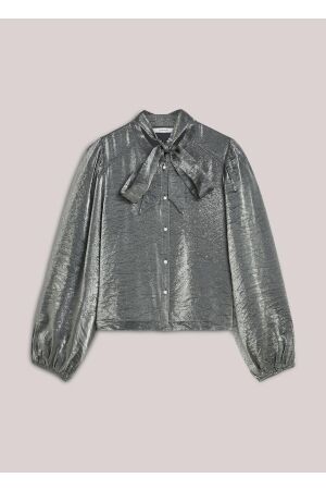 SUMMUM SUMMUM blouse metallic shine 2s3375-12326 Blouse 825 mid grey