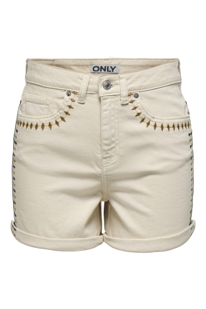 Only Only onljosephine stret emb shorts azg dnm cs Korte broeken ecru emb