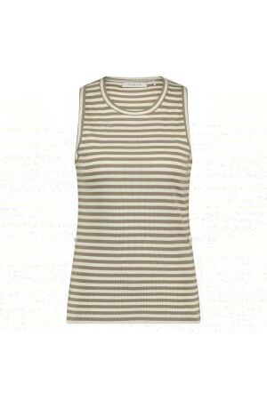Nukus Nukus stefania singlet stripes nks06004 Tops en Singlets 240 offwhite/dark sand