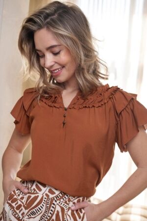 Elvira Casuals Elvira Casuals blouse rose e2 25-002 Blouse 1001 bronzed