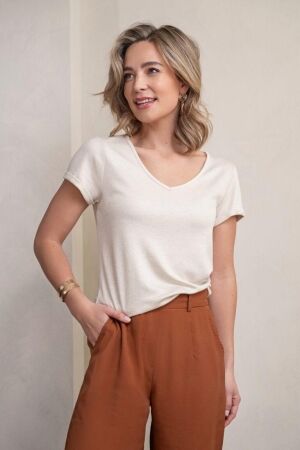 Elvira Casuals Elvira Casuals top sofie e2 25-014 T-shirt Korte mouw 434 gold