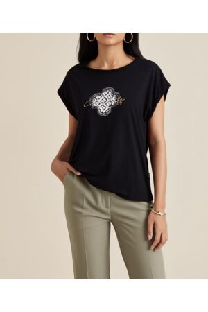 Elvira Casuals Elvira Casuals t-shirt bloom e2 25-058 T-shirt Korte mouw 4 black