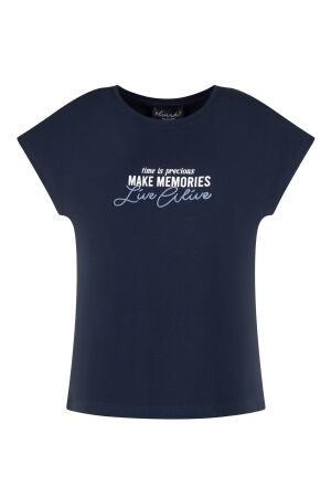 Elvira Casuals Elvira Casuals t-shirt memories e2 25-066 T-shirt Korte mouw 100 navy
