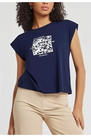 Elvira Casuals Elvira Casuals t-shirt live e2 25-067 T-shirt Korte mouw 100 navy