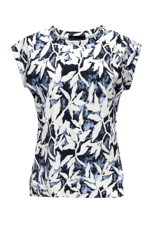 Elvira Casuals Elvira Casuals top cleo e2 25-068 T-shirt Korte mouw 1018 travel leaves