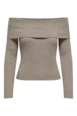 Only Only onlkatia ls off shoulder knt noos Trui mocha meringue / melange