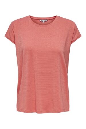 Only Only onlclaudia s/s glitter stripe top jrs T-shirt Korte mouw georgia peach