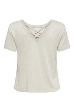 Only Only onlamber life s/s glitter top jrs T-shirts cloud dancer frosted almond glitter