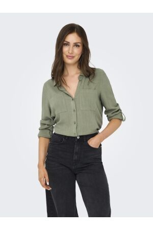 Only Only onlyasmin-siesta ls li bl shirt pnt noos blouse Lange mouw deep lichen green