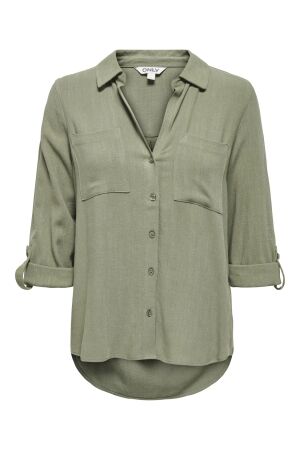 Only Only onlyasmin-siesta ls li bl shirt pnt noos blouse Lange mouw deep lichen green