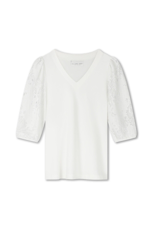 Helena Hart Helena Hart 7658 - top puff soft/lace T-shirt Korte mouw ecr