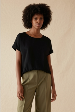 Helena Hart Helena Hart 7666 - top rose transfer T-shirt Korte mouw zwart