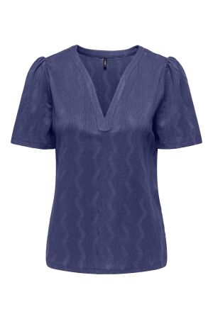 Only Only onldia s/s v-neck pleat top cs jrs T-shirt Korte mouw skipper blue