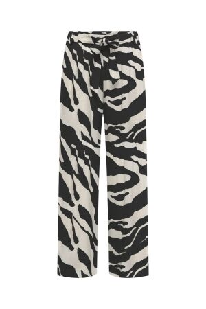 Only Only onlnova life vis palazzo pant aop Broek black 644 refined zebra