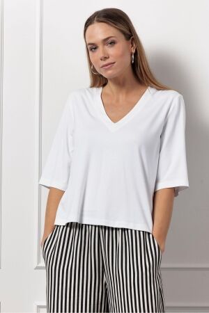 Studio Anneloes Studio Anneloes fiore vneck t-shirt 12890 T-shirt Korte mouw 1000 white