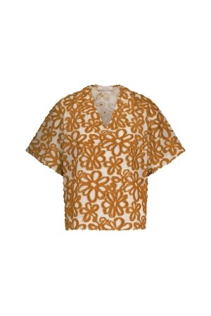 Studio Anneloes Studio Anneloes katinka flower top 12893 T-shirt Korte mouw 2514 honey/kit