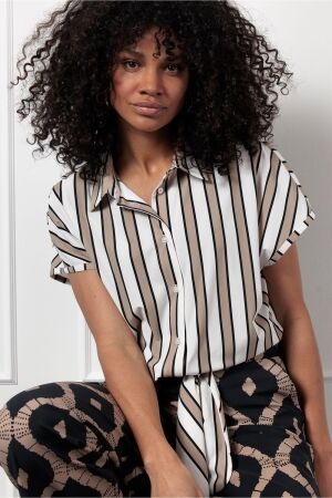 Studio Anneloes Studio Anneloes lena stripe blouse 12866 Blouse 2214 latte/kit