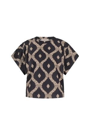 Studio Anneloes Studio Anneloes renske batik top 12873 T-shirt Korte mouw 9022 black/latte