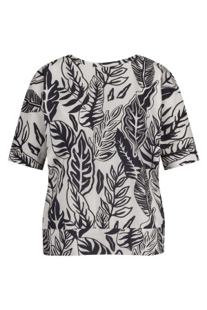 Studio Anneloes Studio Anneloes mechi 2 way leaves top 12991 T-shirt Korte mouw 1769 ecru/dark blue