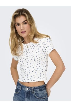 Only Only onlfenja life ss aop top jrs noos T-shirts cloud dancer blue flowers