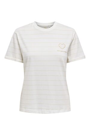Only Only onlvanessa s/s heart top box jrs T-shirts cloud dancer pumice stone+print toujours