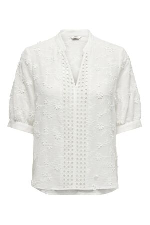Only Only onlalice emb ss shirt wvn cs T-shirt Korte mouw cloud dancer