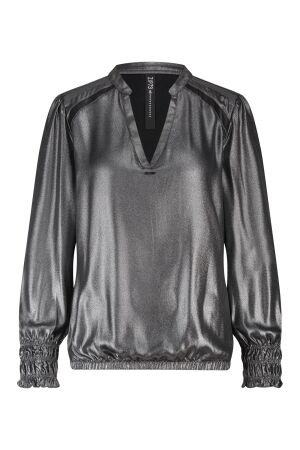 ZIP73 ZIP73 top leather details w25/224/01/045 T-shirt Lange mouw 045 metallic grey