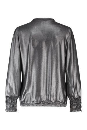 ZIP73 ZIP73 top leather details w25/224/01/045 T-shirt Lange mouw 045 metallic grey