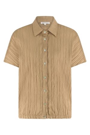 Tramontana Tramontana crinkled short-sleeve blouse s01-16-301 Blouse 002800-camel