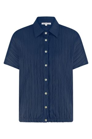 Tramontana Tramontana crinkled short-sleeve blouse s01-16-301 Blouse 005035-navy