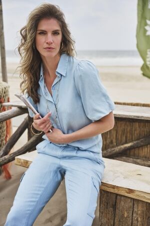Elvira Casuals Elvira Casuals blouse robin e3 25-024 Blouse 893 sky blue