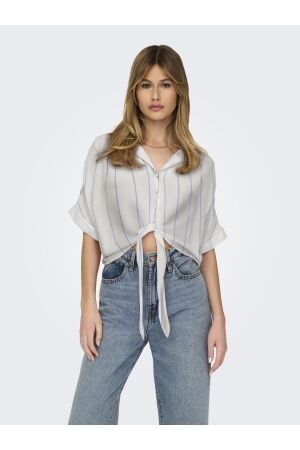 Only Only onlpaula life s/s tie shirt wvn noos Blouse cloud dancer wide blue bonnet stripe