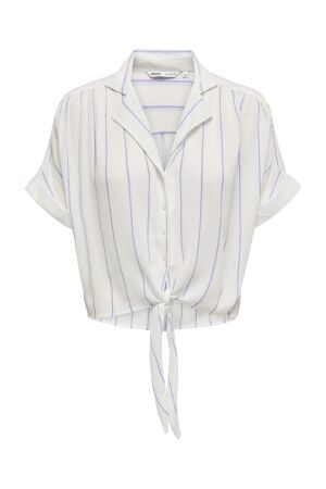 Only Only onlpaula life s/s tie shirt wvn noos Blouse cloud dancer wide blue bonnet stripe