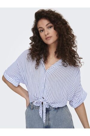 Only Only onlpaula life s/s tie shirt wvn noos Blouse cloud dancer blue stripes