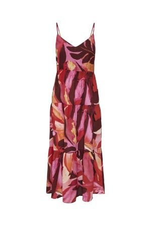 Only Only onlalma life vis strap long dress aop Jurken russet brown 689 leafy charm