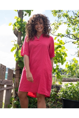 FOS Amsterdam FOS Amsterdam paulien linnen uni 7410 Jurk 641 framboos