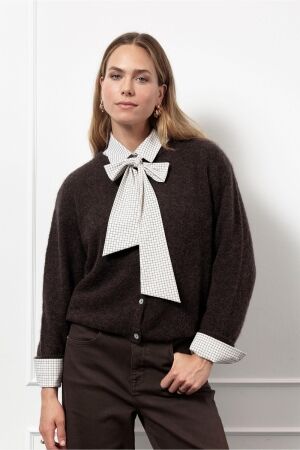 Studio Anneloes Studio Anneloes bibi mohair cardigan 13138 Vest 8700 espresso