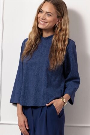 Studio Anneloes Studio Anneloes diana herringbone top 13108 T-shirt Lange mouw 6502 ink blue