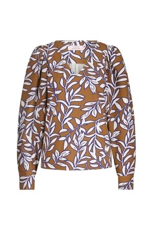 Studio Anneloes Studio Anneloes les leaves top 13110 T-shirt Lange mouw 1365 carmamel/ink blue