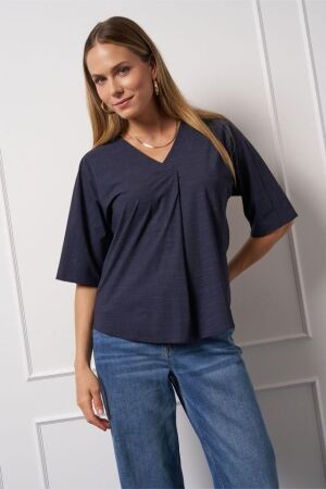 Studio Anneloes Studio Anneloes marly denim top 13123 T-shirt Korte mouw 6990 dark blue/black