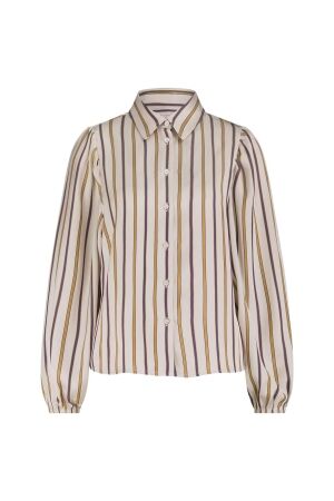 Studio Anneloes Studio Anneloes lina stripe blouse 13077 Blouse 1365 carmamel/ink blue