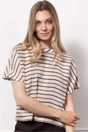 Studio Anneloes Studio Anneloes aloise stripe top 13078 T-shirt Korte mouw 1365 carmamel/ink blue