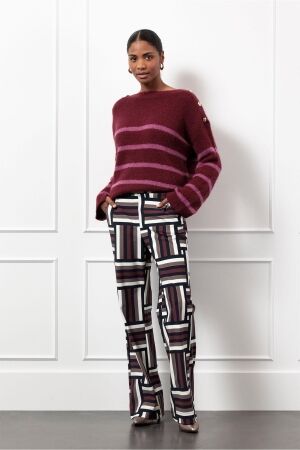 Studio Anneloes Studio Anneloes suzette stripe pullover 13229 Trui 3047 bordeaux/orchid