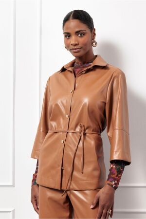 Studio Anneloes Studio Anneloes lenny faux leather blouse 13178 Blouse 8500 cognac