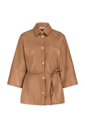 Studio Anneloes Studio Anneloes lenny faux leather blouse 13178 Blouse 8500 cognac