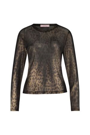 Studio Anneloes Studio Anneloes francie animal mesh top 13101 T-shirt Lange mouw 9002 black/gold
