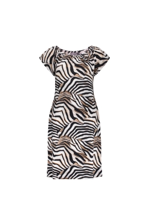 Geisha Geisha dress elastic shoulder jersey aop  57363-60 may of Zomerjurkjes off-white/black