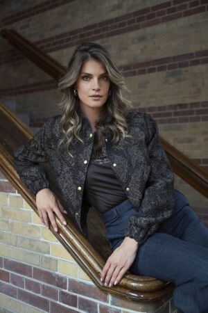 Elvira Casuals Elvira Casuals bomber fien e4 25-012 Jackets 1021 brown marmer